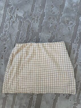 Abercrombie & Fitch Tan and White Gingham Mini Skort
